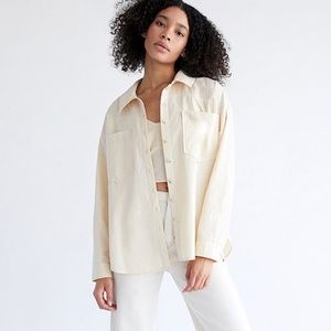 LA Hearts Long Sleeve Slit Button Down Green Shirt